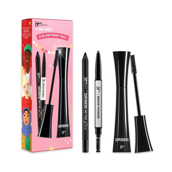 IT Cosmetics Eye-Defining Trio, Mascara, Gel Eyeliner & Eyebrow Pencil, Beautiful Together Makeup Set, 3 Full Size Eye Makeup Essentials