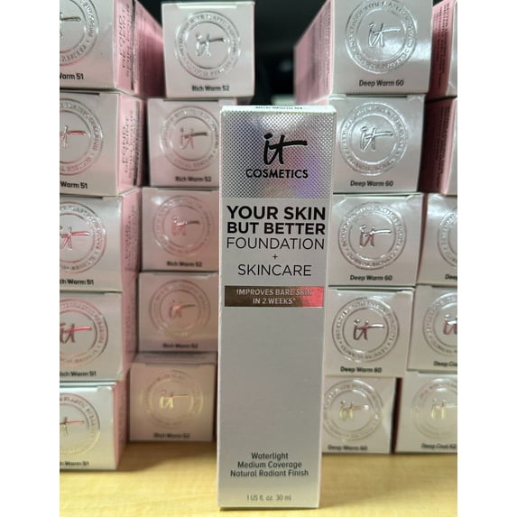 IT Cosmetics Your Skin But Better Foundation + Skincare, Rich Warm 51 - Hydrating Coverage - Minimizes Pores & Imperfections, Natural Radiant Finish - With Hyaluronic Acid - 1.0 fl oz