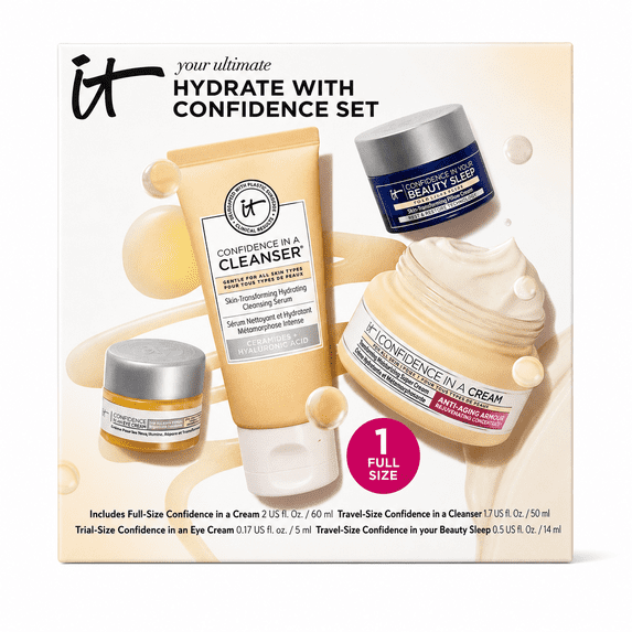 IT Cosmetics Your Ultimate Hydrate With Confidence Set, 4-Piece Hydrating Skincare Gift Set