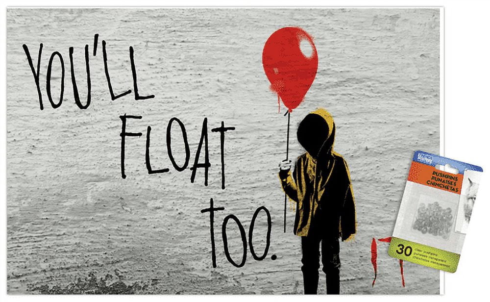 IT - Float Wall Poster with Push Pins, 14.725" x 22.375"