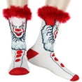 thumbnail image 1 of IT Horror Movie Pennywise The Dancing Clown Novelty Creepy 3D Fuzzy Hair Men's Knit Crew Socks Shoe Size 6-12, 1 of 6