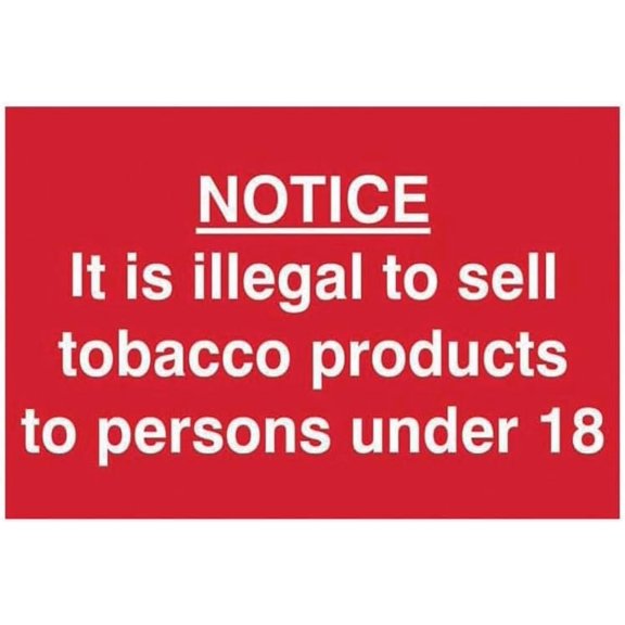 IT IS ILLEGAL TO SELL TOBACCO TOP ERSONS UNDER 18 Site Safety Metal Sign 12x8 Inch Notice Danger Warning Caution for Outdoor & Indoor
