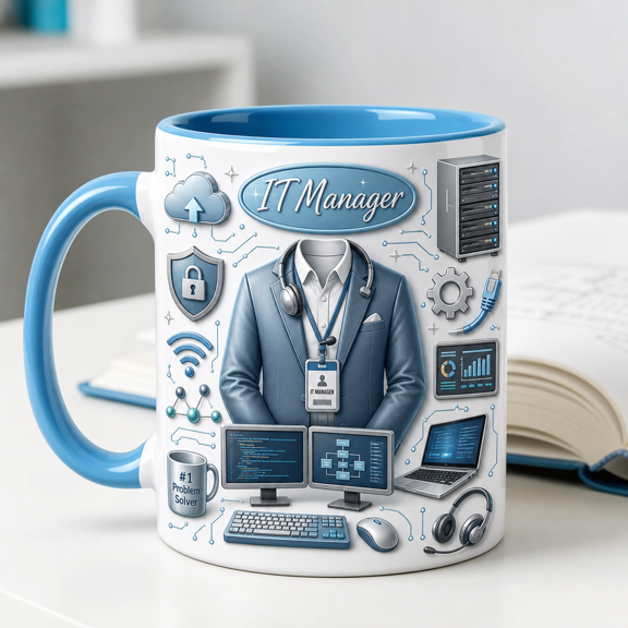 IT Manager Ceramic Coffee Mug Personalized Technology Gift for Computer Setup Desk