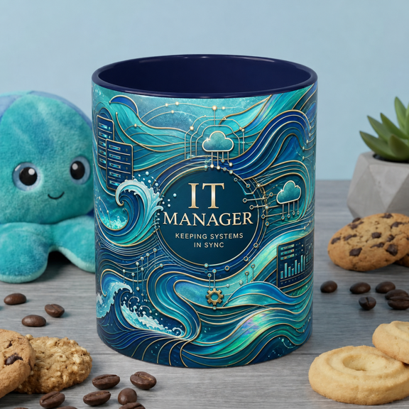 IT Manager Mug Abstract Ocean Tech Coffee Cup Gift for Technology Professionals