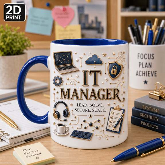 IT Manager Mug Technology Coffee Cup Gift for Tech Leaders, Sysadmin Office Desk