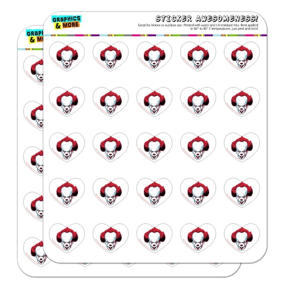 IT Pennywise Come Home Heart Shaped Planner Calendar Scrapbook Craft Stickers