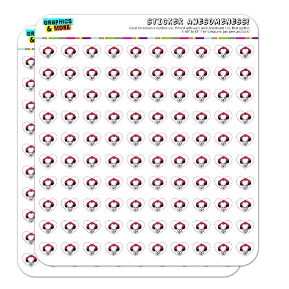 IT Pennywise Come Home Heart Shaped Planner Calendar Scrapbook Craft Stickers