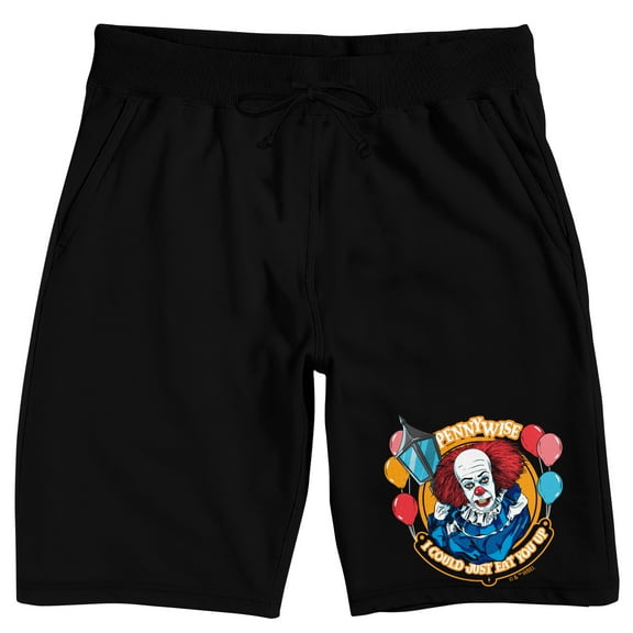 IT Pennywise I Could Just Eat You Up Men's Black Sleep Pajama Shorts-Medium