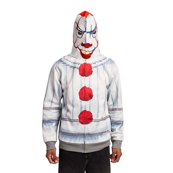 IT Pennywise Men's Long Sleeve Cosplay Zip Hoodie -XL