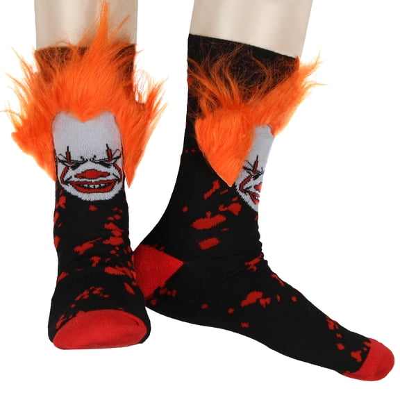 IT Pennywise The Clown Fuzzy Hair Character Design Horror Film Men's Crew Socks 1 Pair