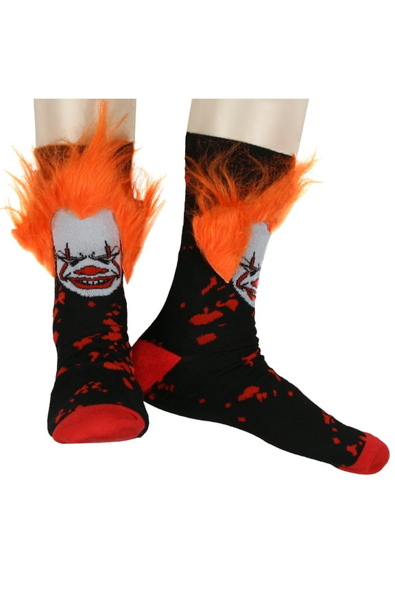 IT Pennywise The Clown Fuzzy Hair Character Design Horror Film Men's Crew Socks 1 Pair