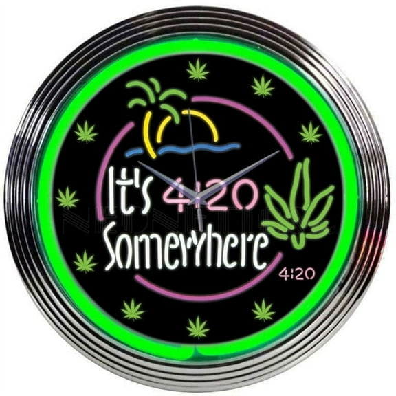 ITS 4:20 SOMEWHERE NEON CLOCK 8IT420