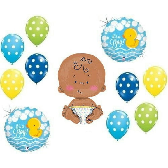 IT'S A BOY RUBBER DUCKY COLORFUL POLKA DOTS 24" CELEBRATE BABY SHOWER Balloon...