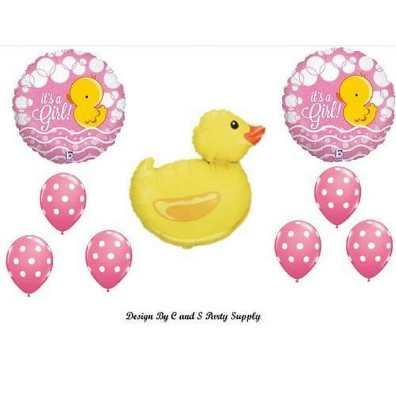 IT'S A GIRL RUBBER DUCKY BABY SHOWER Balloons Decorations Supplies Duck