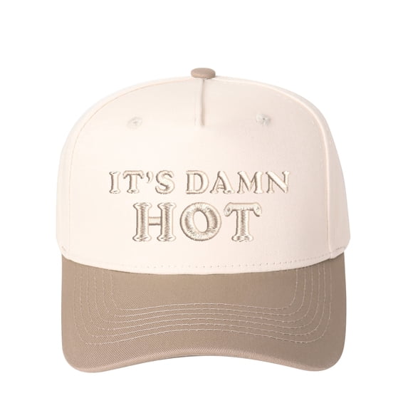IT'S DAMN HOT Letter Embroidered Color Block Trucker Hat Unisex Adjustable Cotton Breathable Fashion Cap for Travel Daily Wear