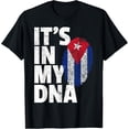 thumbnail image 1 of IT'S IN MY DNA Cuba Flag Cuban Pride Mens Womens Gift Retro T-Shirt men and women can wear, black, white, gifts, 1 of 4