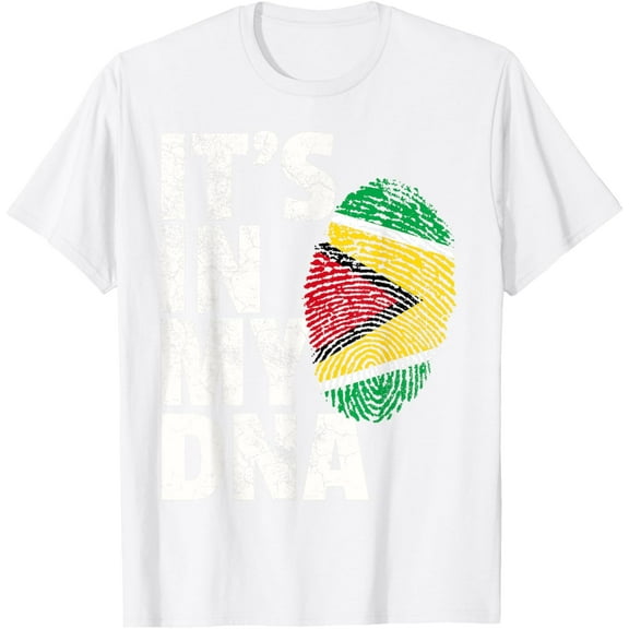 IT'S IN MY DNA Guyana Flag Pride National Country Roots Gift T-ShirtMen's and women's pure cotton short-sleeved shirts