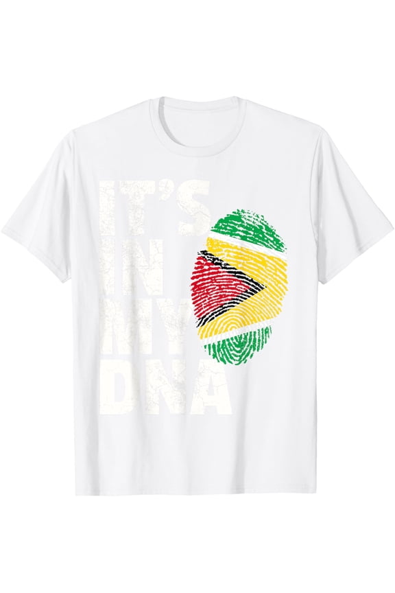 IT'S IN MY DNA Guyana Flag Pride National Country Roots Gift T-ShirtMen's and women's pure cotton short-sleeved shirts