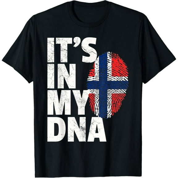 IT'S IN MY DNA Norwegian Norway Flag National Pride Roots T-ShirtMen and women, White Black T-shirt, size: Extra large S-1182XL