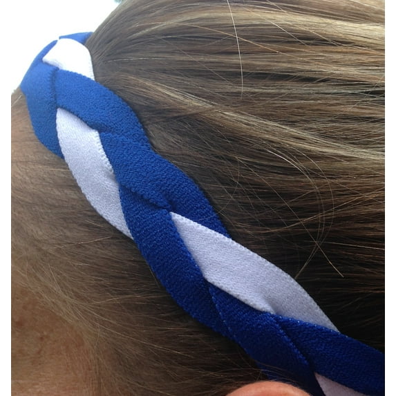 IT'S RIDIC! Blue White No Slip Grip/Non-Slip Sports/Athletic Nylon Triple Braided Sports Headband Teen to Adult
