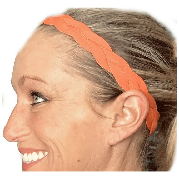IT'S RIDIC! No Slip Grip/Non-Slip Sports/Athletic Nylon Triple Braided Sports Headband (Orange)