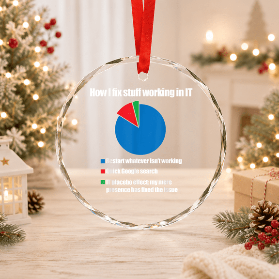IT Tech Support Technology Nerds Geek Computer Engineer Glass Ornament