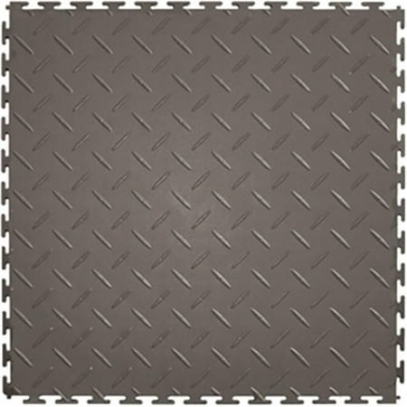 IT Tile Dark Gray Diamond Plate 20.5 x 20.5 in. Flexible Interlocking Vinyl Floor Tile (8 Tiles)