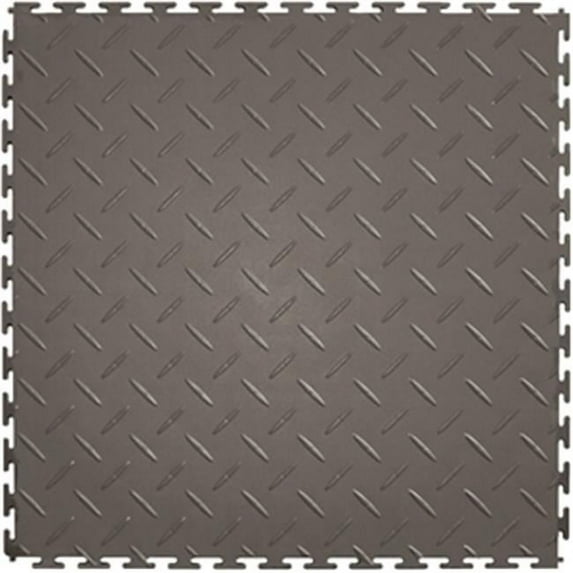 IT Tile Dark Gray Diamond Plate 20.5 x 20.5 in. Flexible Interlocking Vinyl Floor Tile (8 Tiles)