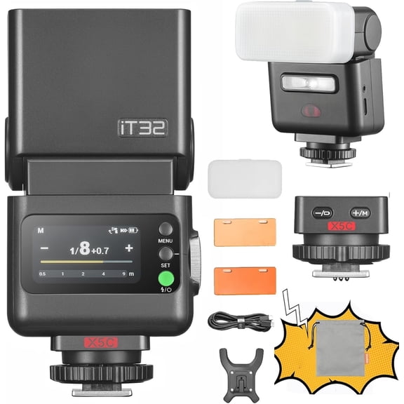 IT32 TTL Camera Flash with X5  Flash Trigger Compatible with X3,X3Pro,XPro,XProII,X2T,2.4GHz Receiver,with Reflector and Diffuser(for )