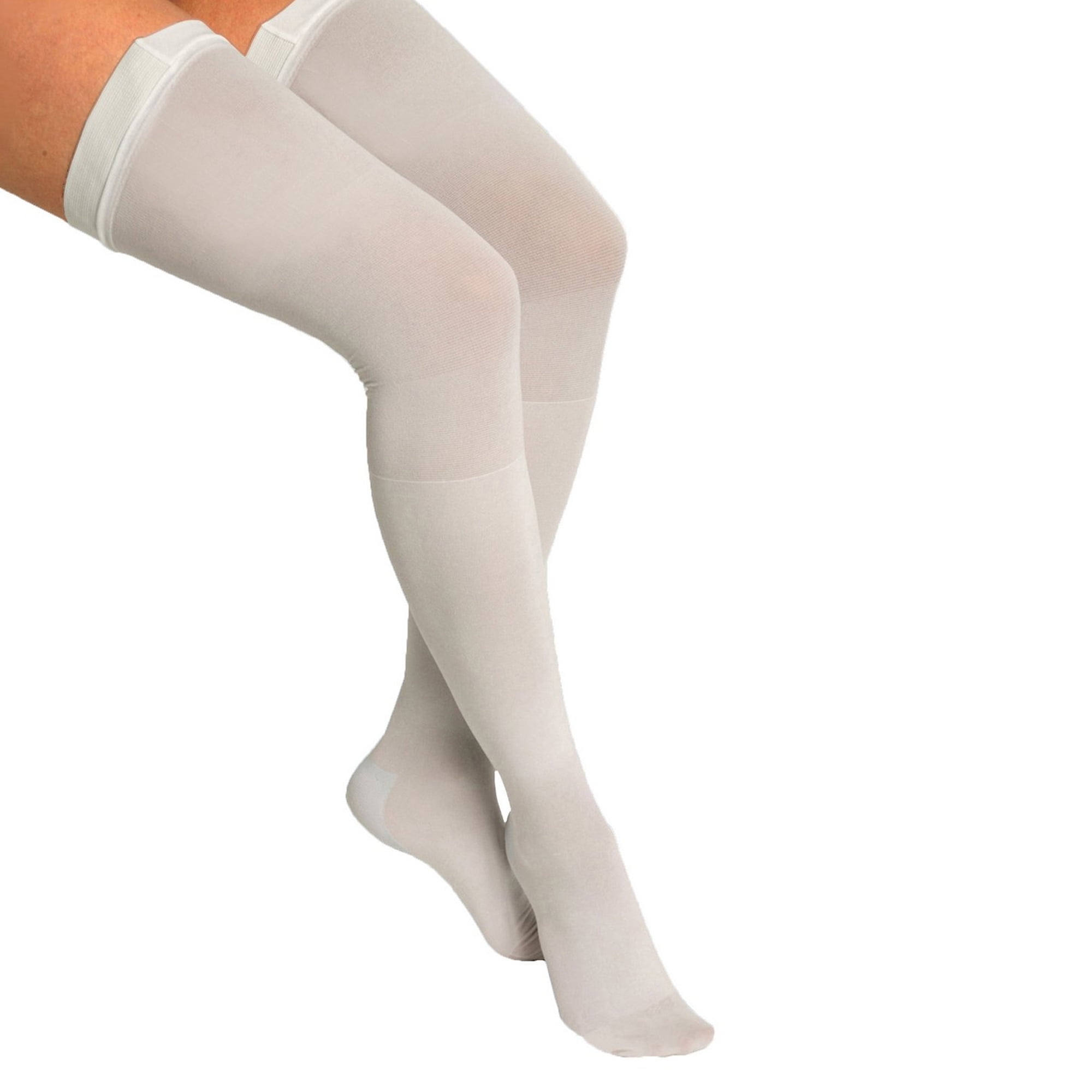 White XL Thigh High Anti-Embolism Compression Stockings