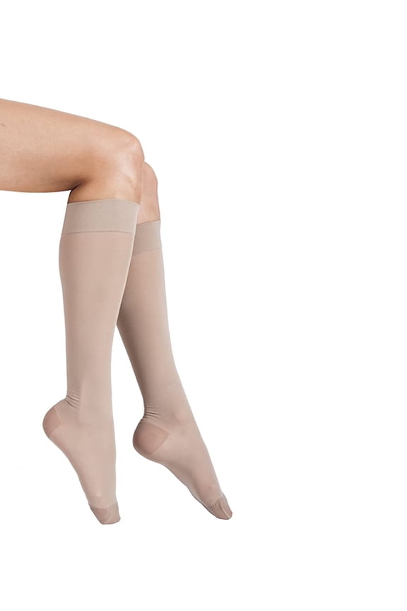 Sheer Compression Socks for Women, 20-30 mmHg, Knee High, Closed Toe