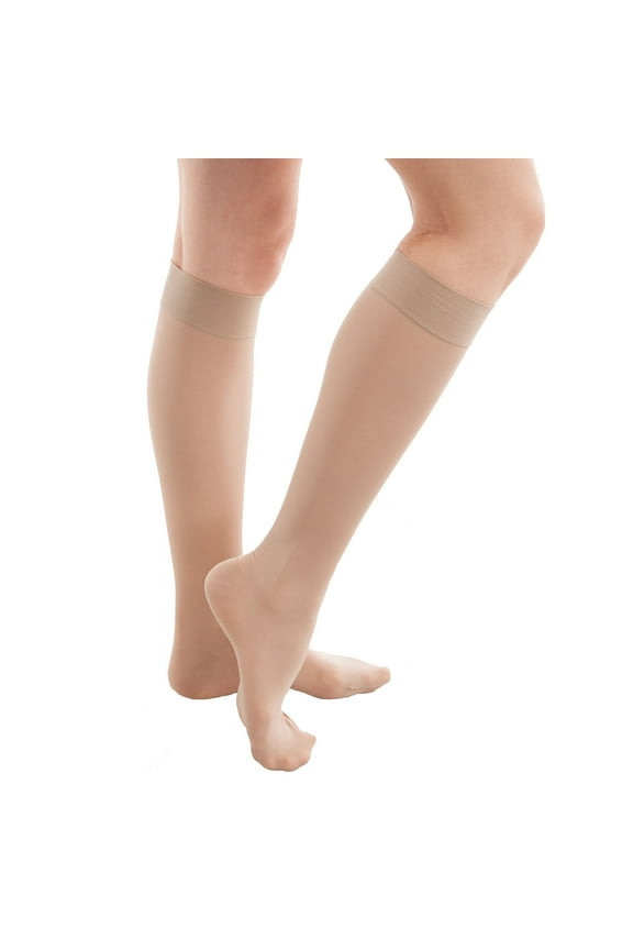 Sheer Compression Socks for Women, 20-30 mmHg, Knee High, Closed Toe