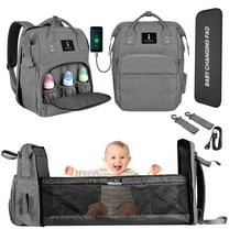 ITACIA Baby Diaper Bag Backpack With Changing Station Waterproof Baby Bag, Grey