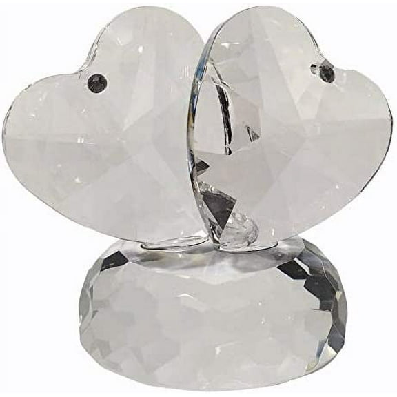 ITALIAN Carlucci Crystal Cristallo 24% Double Hearts Figurine