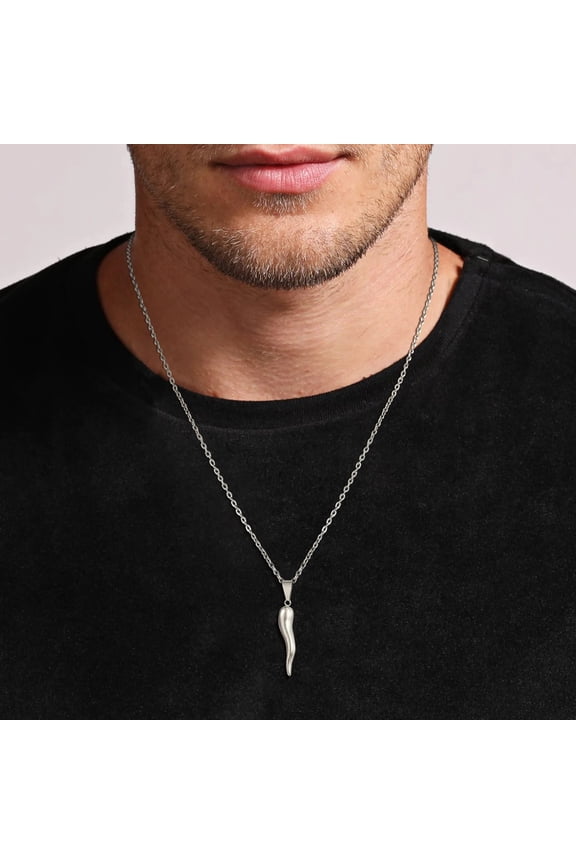 ITALIAN HORN Necklace , 14K Yellow Gold Italian Cornicello Charm Pendant Necklaces, Unisex Men and Women Jewelry