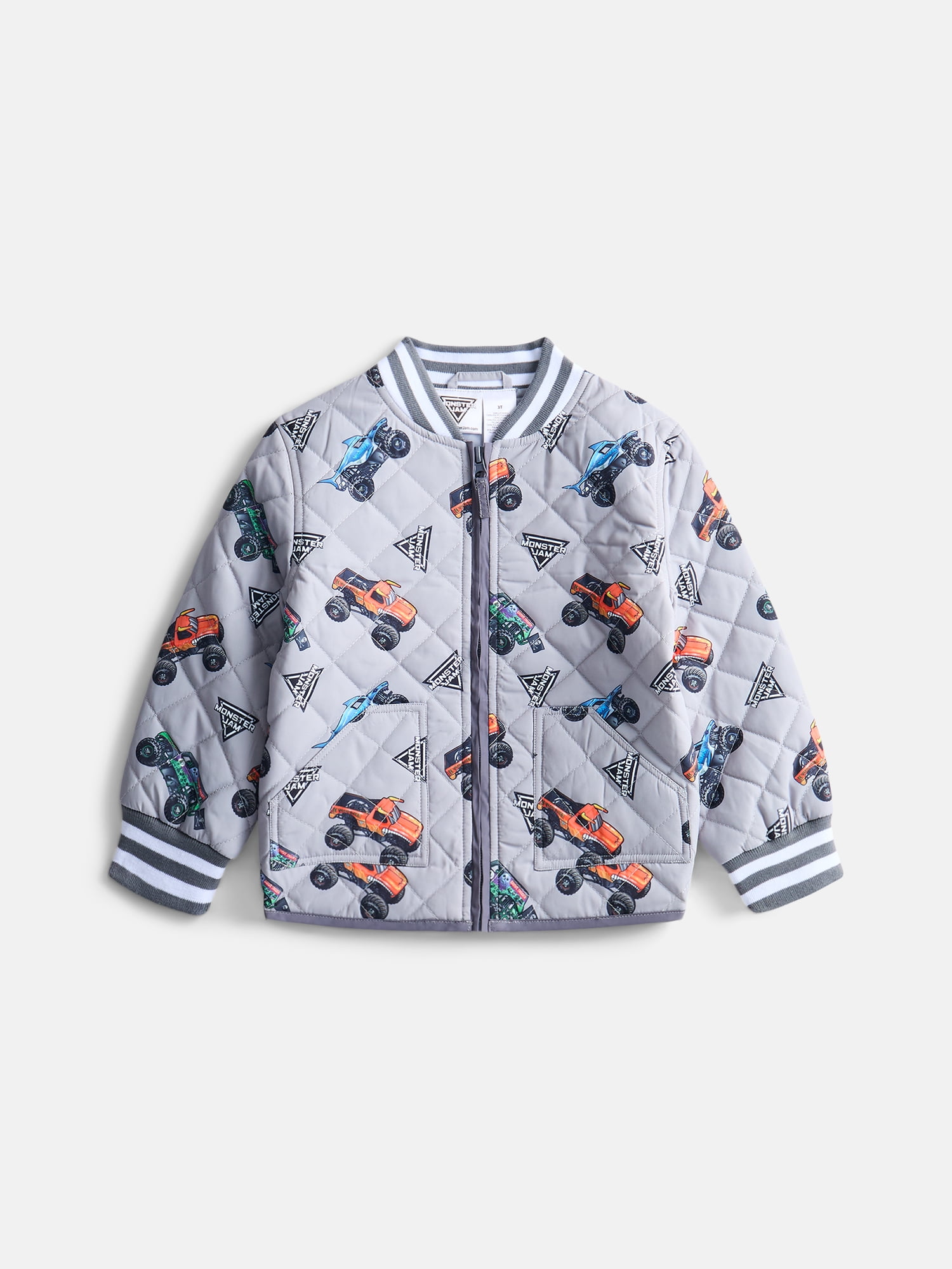 Monster Jam Toddler Boys Quilted Bomber Jacket, Sizes 12M-5T