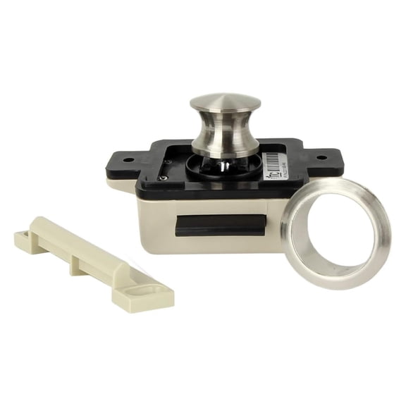 ITC WhisperLatch Brushed Cam Assembly, Push Button RV Cabinet Knob with Round Knob and Round Collar (23090-NI) (X0029BY2KN)