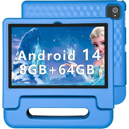 ITDULCET Kids Tablet 10 inch Android 14, 8GB RAM+64GB ROM Toddler Tablet for Children Teen, 2.4G & 5G WiFi, Dual Camera, 10.1" IPS HD Screen Family Link Parent Control, 2-Year Warranty