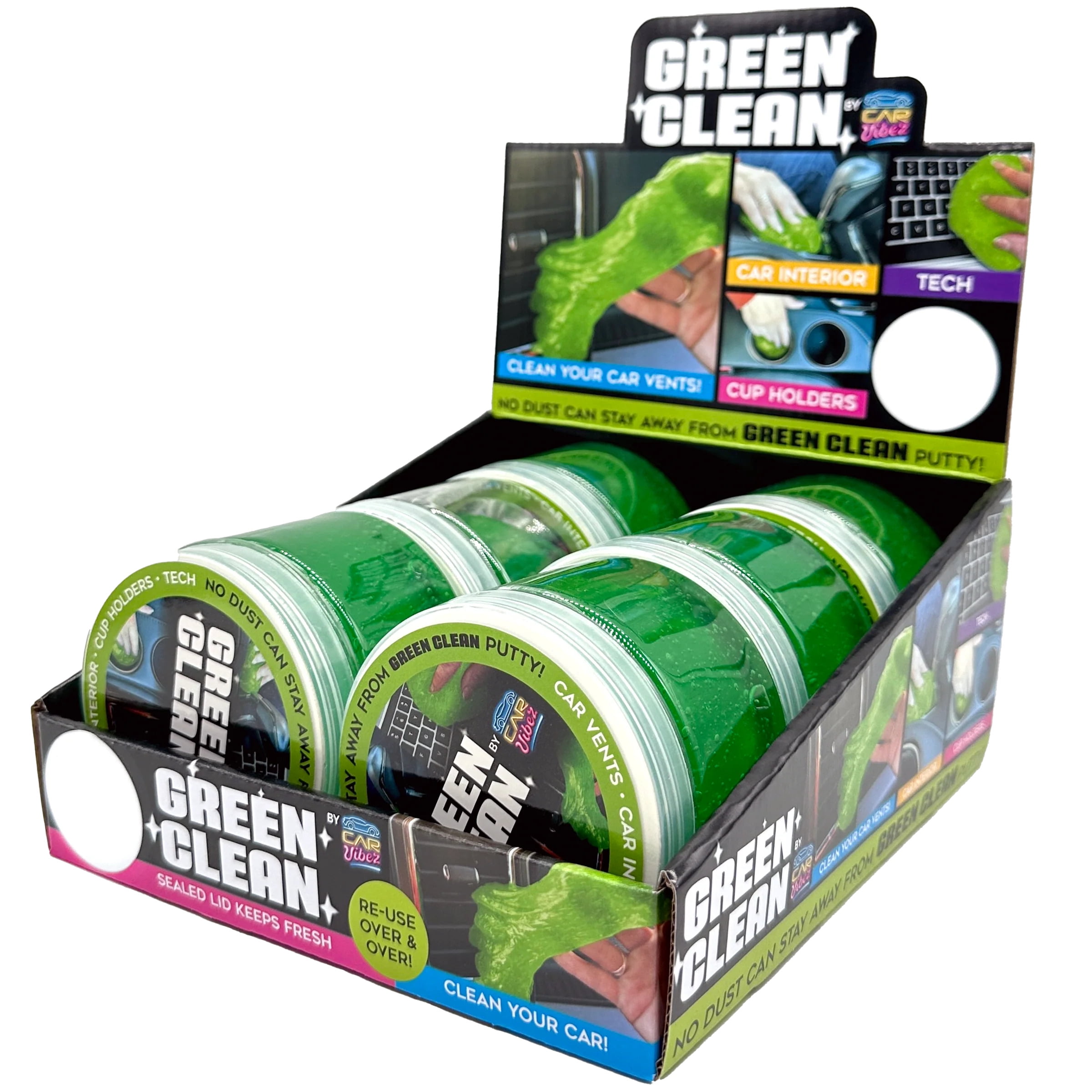 ITEM NUMBER 023718 GREEN CLEAN CAR PUTTY 6 PIECES PER DISPLAY