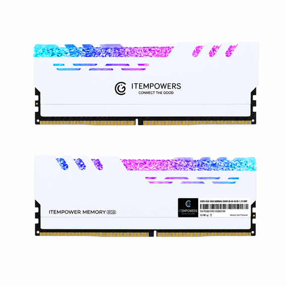 ITEMPOWERS 32GB (2x16GB) DDR5 RGB Gaming Desktop Memory 6000 MHz CL38 Dual Channel RAM Kit White