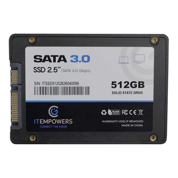 ITEMPOWERS 512GB SATA III 2.5" Internal SSD Solid State Drive, 6Gb/s High-Speed Storage Upgrade for Laptop and Desktop PC