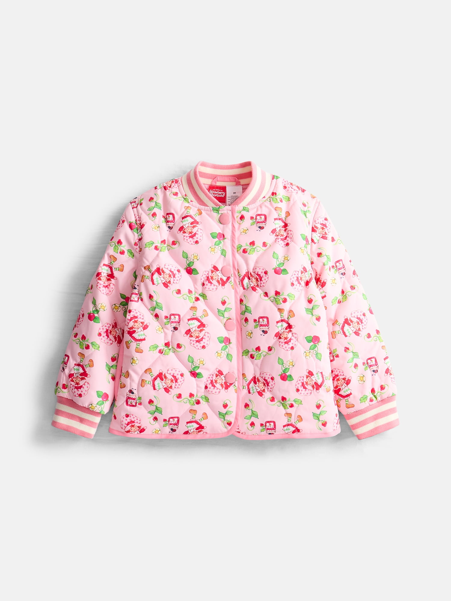 Strawberry Shortcake Toddler Girls Quilted Bomber Jacket, Sizes 12M-5T