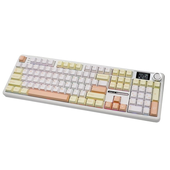 ITIGOITIE 104-Key RGB Mechanical Keyboard with 1.14" Smart Screen & Knob, Tri-Mode Wireless/Wired Connection, Hot-Swappable, Full-Size Layout - yellow