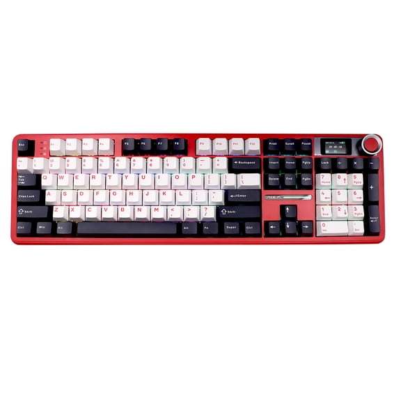 ITIGOITIE 104-Key RGB Mechanical Keyboard with 1.14" Smart Screen & Knob, Tri-Mode Wireless/Wired Connection, Hot-Swappable, Full-Size Layout - Red