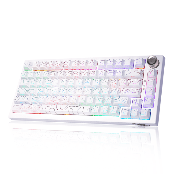 ITIGOITIE 75% Mechanical Keyboard, Tri-Mode Wireless, Contour Line Side-Printed Hot Swappable RGB Gaming Keyboard with 8000mAh Battery, for PC/Mac/Laptop - White