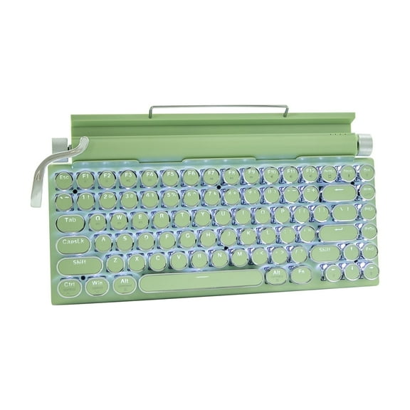 ITIGOITIE 83-Key Retro Mechanical Typewriter, Bluetooth Wireless, Hot-Swappable Blue Switch, Backlit Keys, with USB Cable, Green