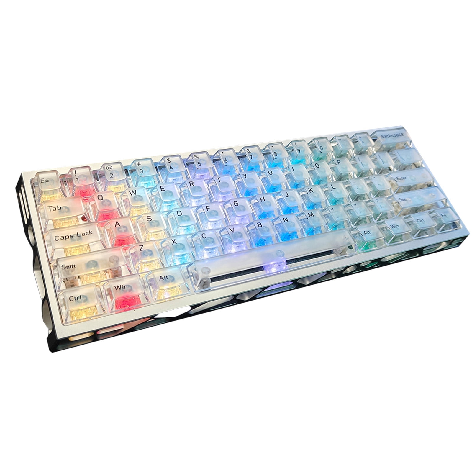 ITIGOITIE Mechanical Gaming Keyboard, Silver Transparent Case, 60% Layout, Multi-Color RGB LED Backlit, 61 Keys Wired Keyboard, For Gamer