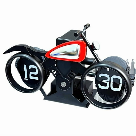ITIGOITIE Motorcycle Modeling Page-turning Clock, American Mechanical Pendulum Clock, Silent Movement Desktop Decorations