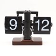 thumbnail image 1 of ITIGOITIE Retro Digital Flip Desk Clock, Vintage & Silent, Walnut Wood Base, Home/Office Decor(No Battery Included)-Black, 1 of 6