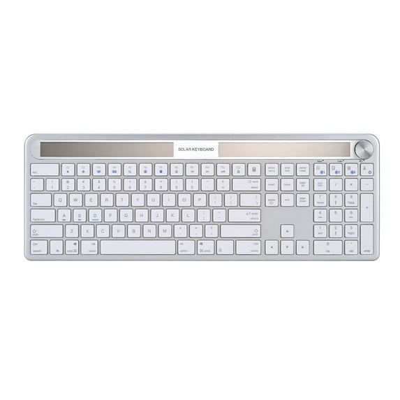 ITIGOITIE Solar Energy Charge Computer Keyboard, Slim Type-C Scissor Structure, Wireless Bluetooth , White